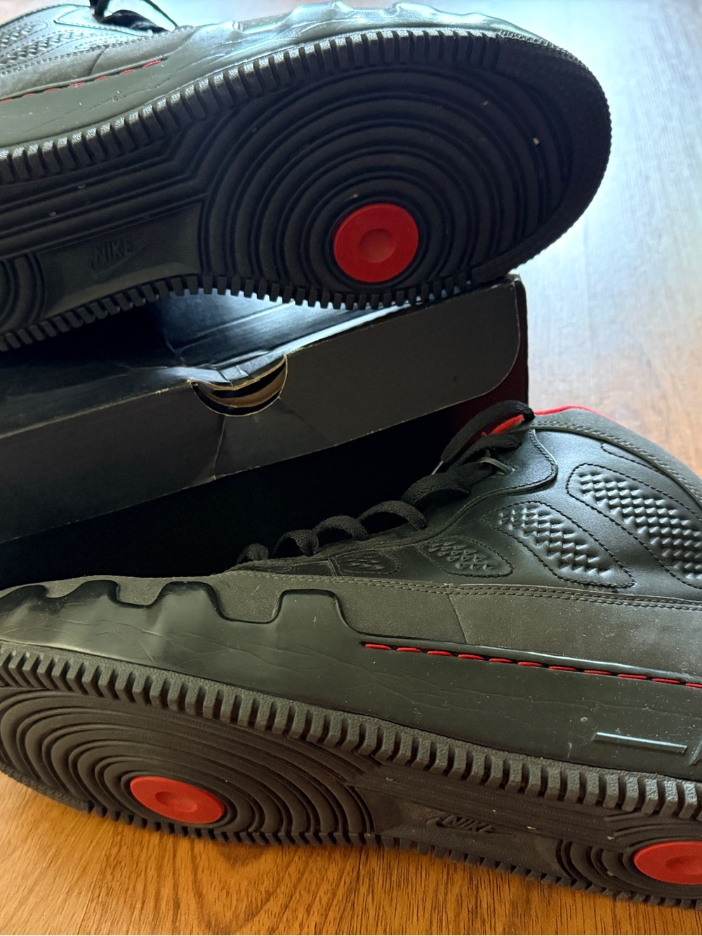 Jordan Black High-Top Sneakers with Red Lining - Picture 3 of 3